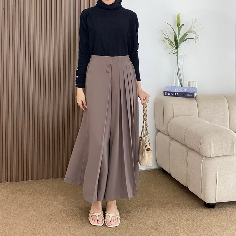 Shenna Kulot Pleats - Celana Kulot Rok Wanita - Celana Bawahan Casual Formal Daily - Furano Premium