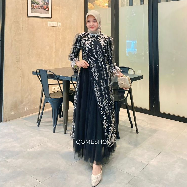QOME - Tunik Cheong Sam Bruklat / Tunik Moza /Tunik Kondangan