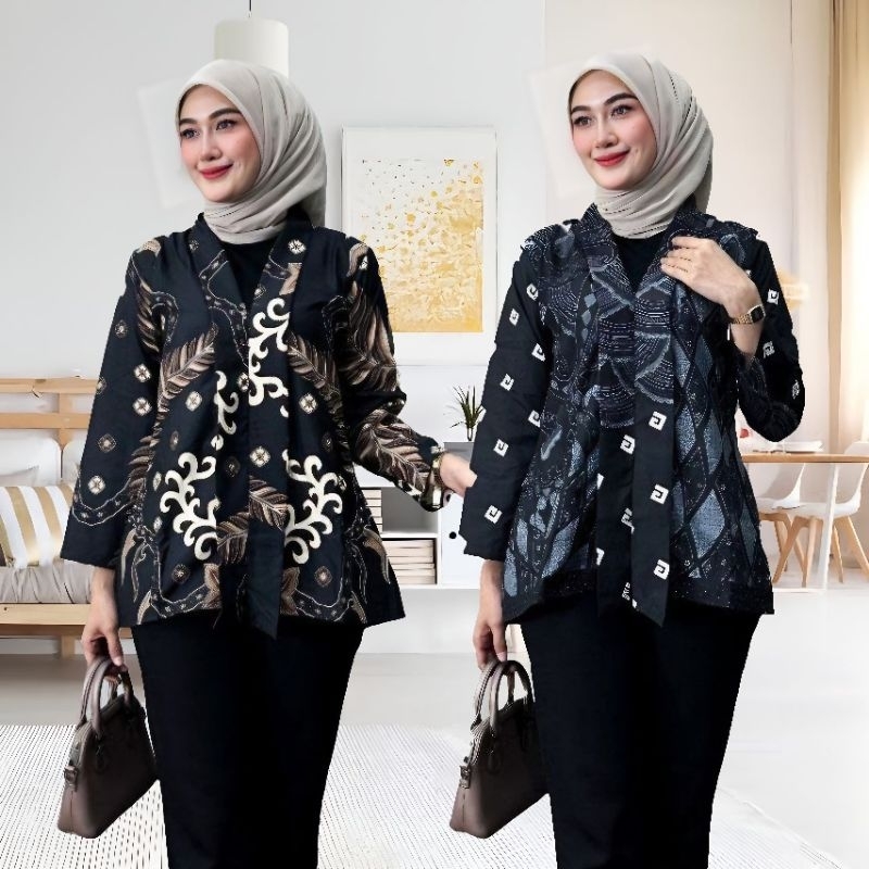 Atasan Batik Kekinian Kerja kantor Wanita Elegan Lengan Panjang Terbaru Faeybtk