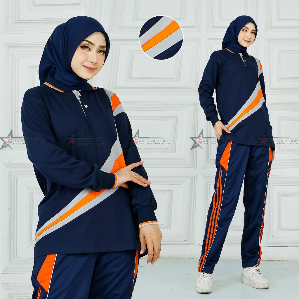 Setelan seragam baju olahraga senam wanita lengan panjang - stelan kaos training olahraga wanita