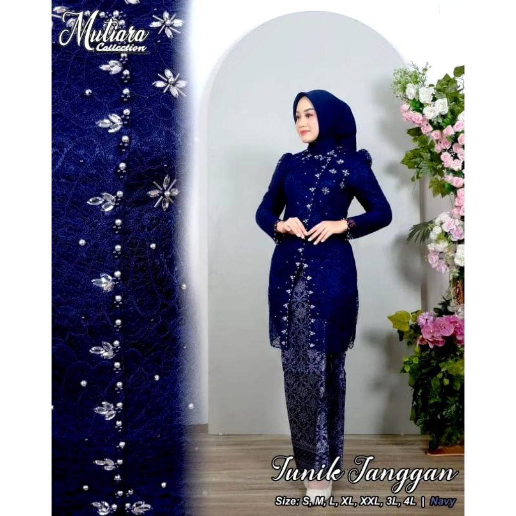 {FREE HIJAB} Kebaya Tunik Janggan Brukat Payet Mutiara Rok Songket Terbaru Kebaya Wisuda Hajatan Kon