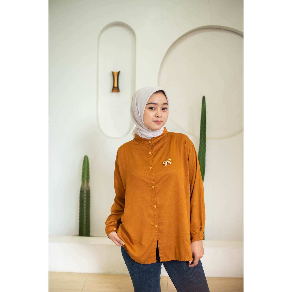 Kemeja Rayon Twill Blouse Ryon Twill Lengan Panjang KEMEJA BASIC harian
