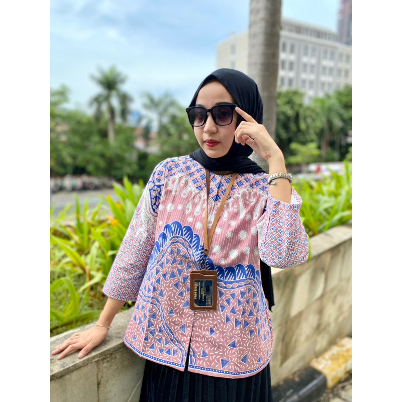 Blus Katun Batik Polkadot Pink S-XXL