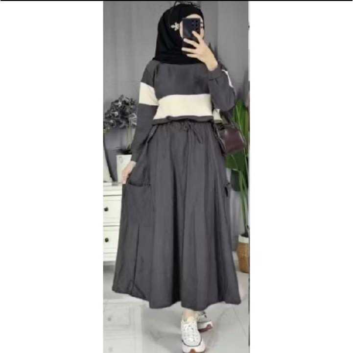 Baju Setelan Rok cargo blaster Jisana Set Jumbo/Set Jisana Cargo Blaster/Set Cargo Blaster Wanita
