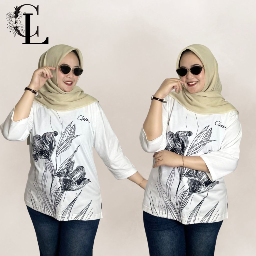 Baju Atsan Wanita Terbaru Baju Oversize Lengan 7/8 Cotton Combed 24s / Atasan Wanita T-Shirt Wanita