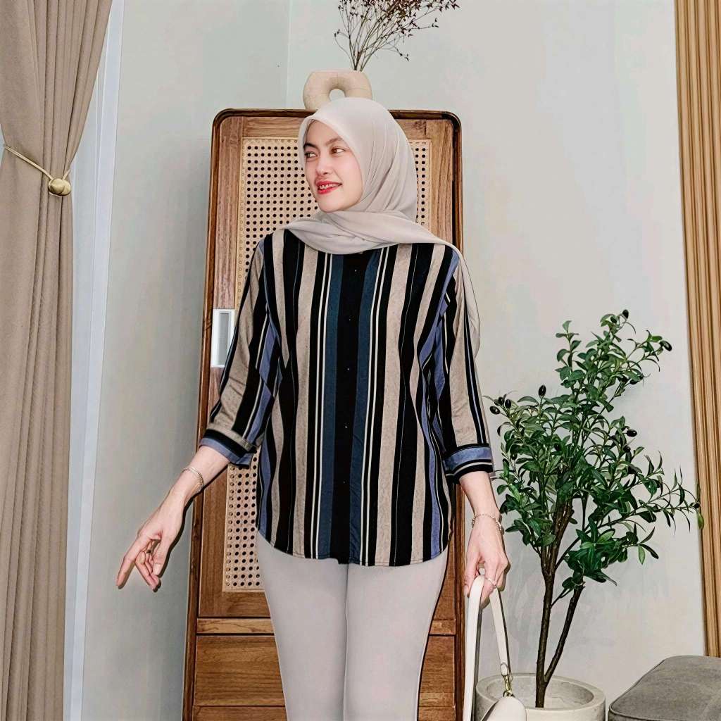 kemeja wanita motif rayon viscose premium lengan panjang 7/8 terbaru 2026 gaya korea jumbo ld120/ata