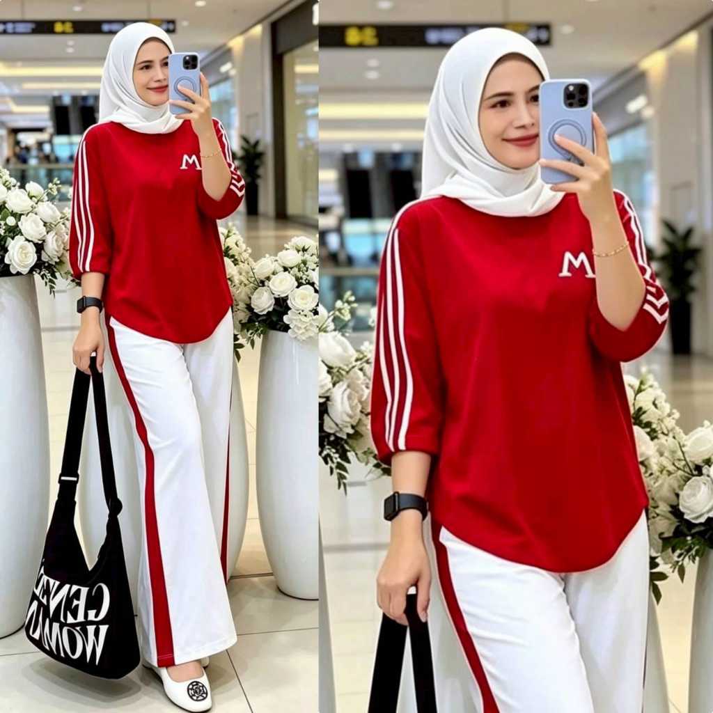 Stelan Edisi Kemerdekaan 17 Agustust // One Set Kaos Combat Merah Putih // Stelan Wanita Dewasa