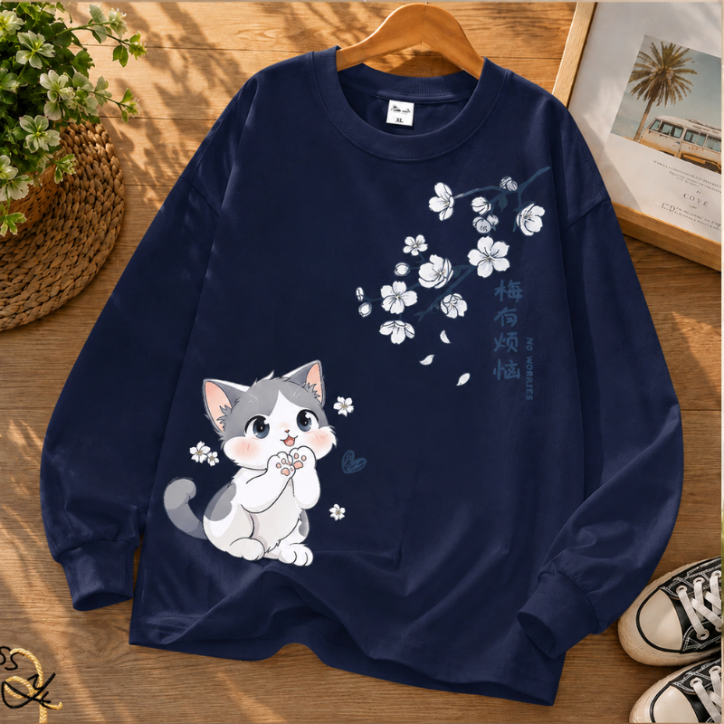 Cloud Tee - Kaos Oversize Lengan Panjang Manset Motif Digital