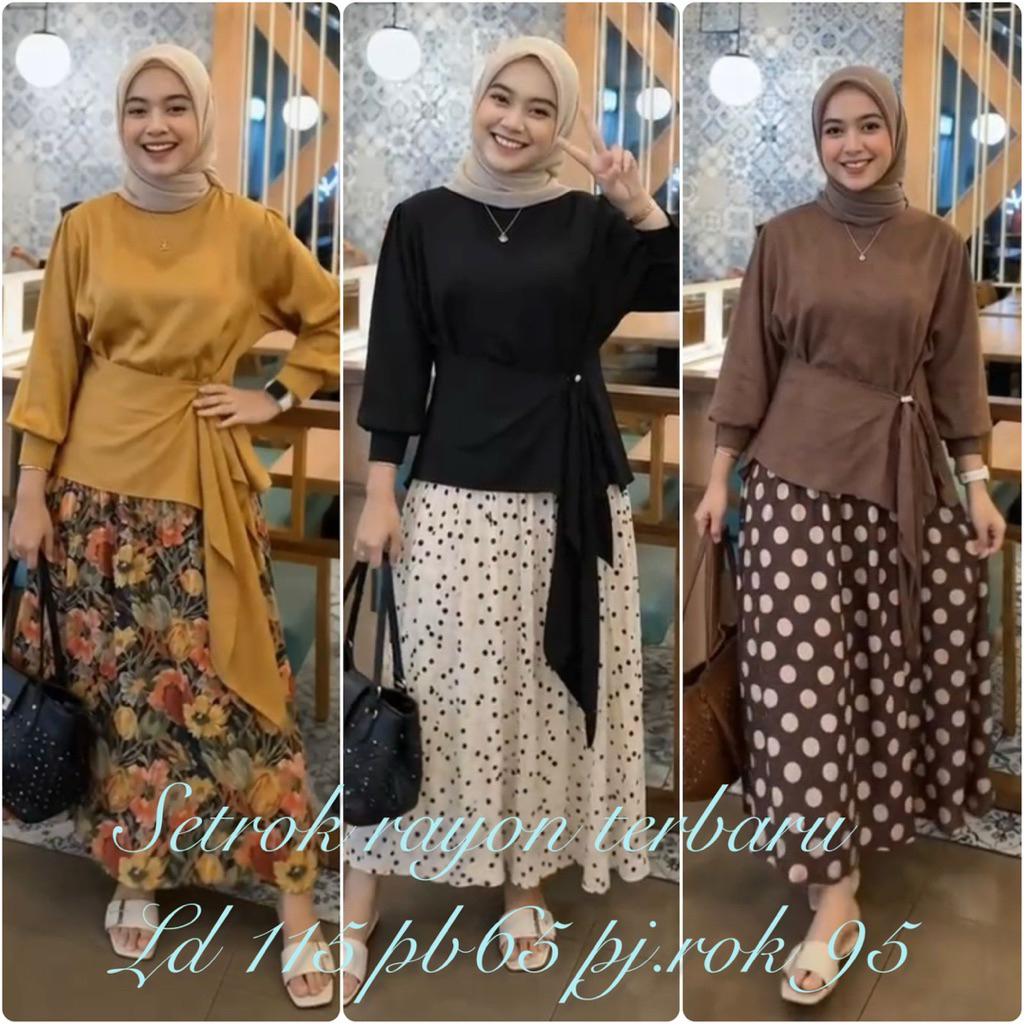 SETELAN ROK KOMBINASI KEKINIAN / SETROK RAYON  ALLEA VIRAL PREMIUM WANITA