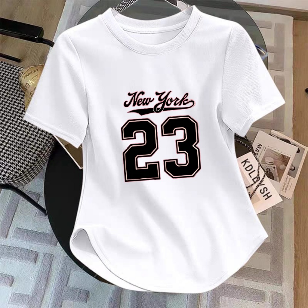 Kaos Abg Perempuan Pita/Kaos Oblong Oneck Slim Fit Wanita NEW YORK 23