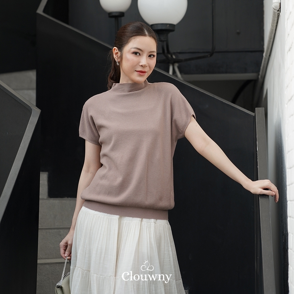 Clouwny Semi Turtle Atasan Rajut Wanita Korea Fashion Wanita Premium Knit