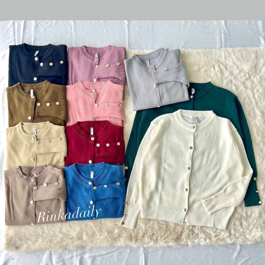 BIGSIZE Tarla Cardigan Basic Kancing Gold Tebal Premium