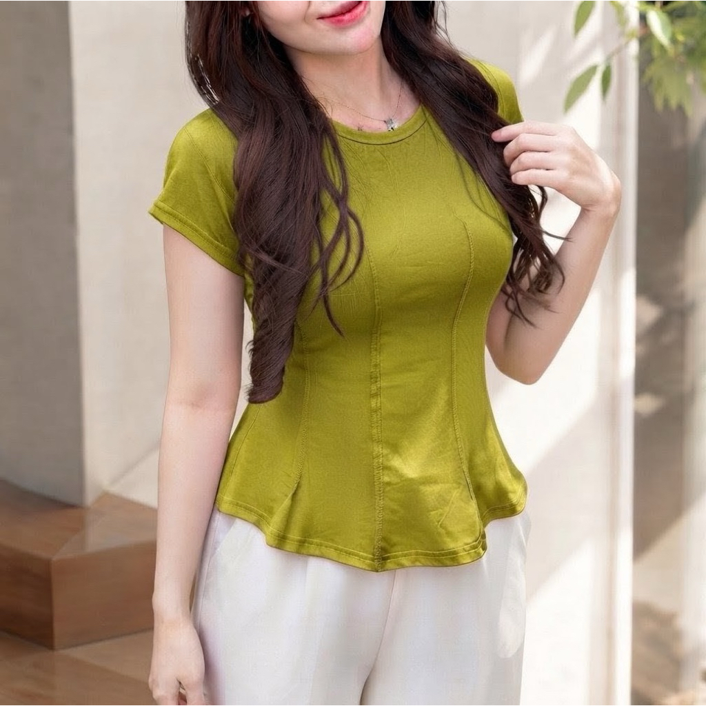 Baju Atasan Wanita Lengan Pendek / Altea Variasi rantai / Spandek Rayon Nyaman dan Melar Cocok untuk