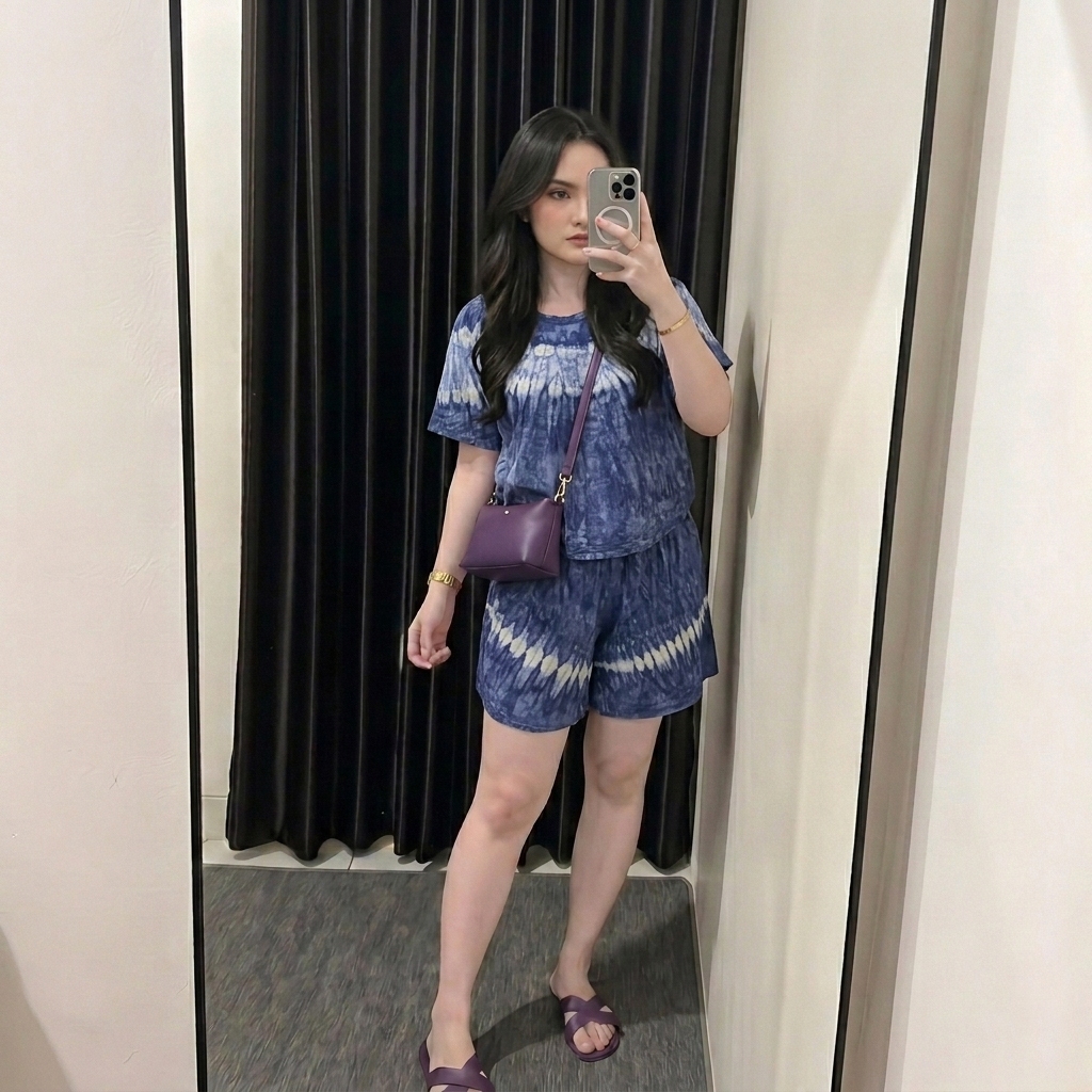 Abik Oneset Chery Hotpants Setelan Kaos Wanita Kekinian Nonbusui