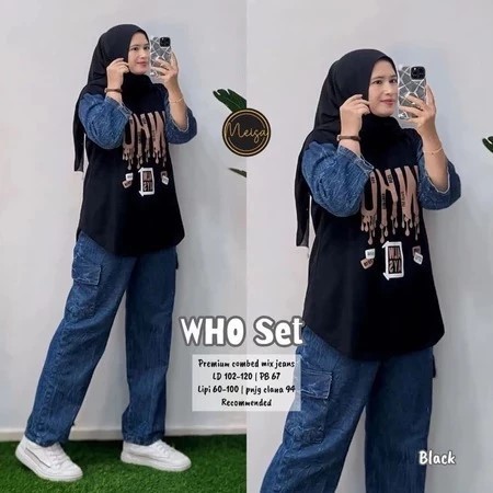 setelan jeans wanita kekinian Tebaru Setelan Baju Wanita Aplikasi Sablon WHO