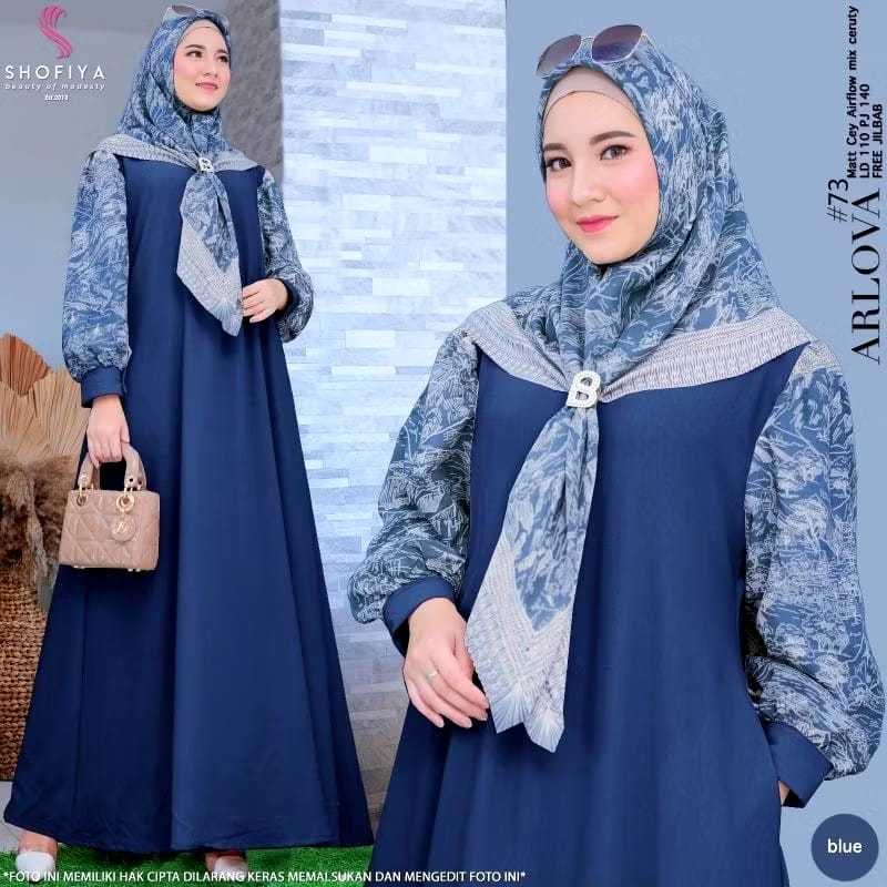 TERJANGKAU ARLOVA SET GAMIS DREES JUMBO KEKINIAAN BY HIJAB SERIES LD 110, LD 120CM