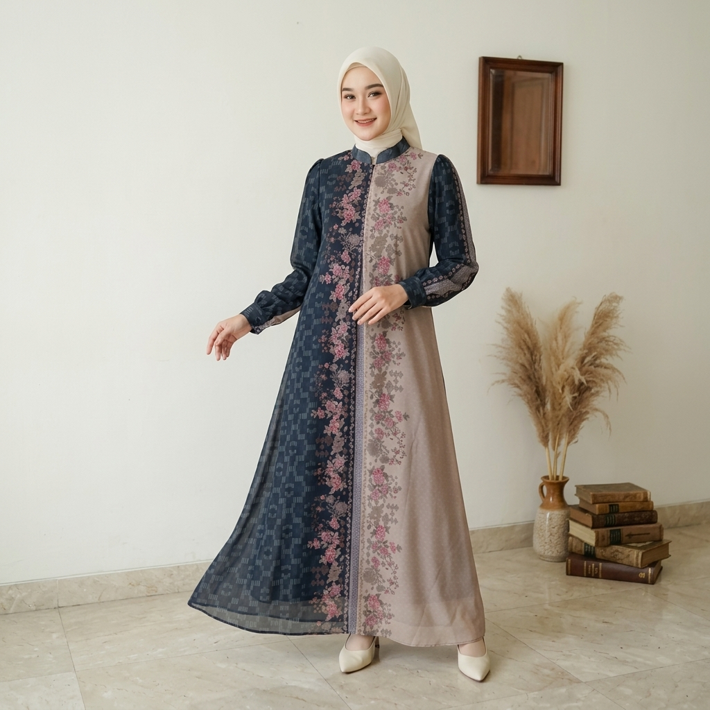 Annisa Dress Bahan Ceruti Dress Terbaru Dress Motif RSM Fashion Bandung