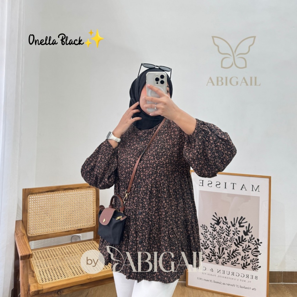 Atasan Wanita Kekinian Terbaru Jumbo Korean Style Elegan Modis Busui Friendly Motif Onella by Kamali