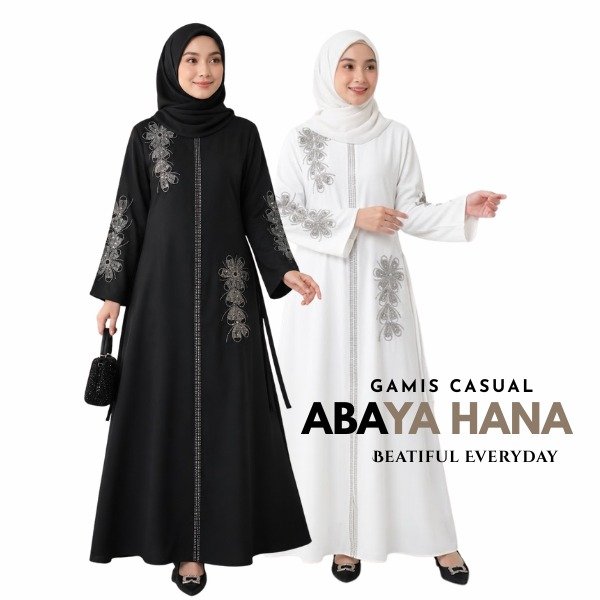 Abaya Exclusive Hitam Swarovsky Manik Hana Mewah Elegan Gamis Abaya  Timur Tengah