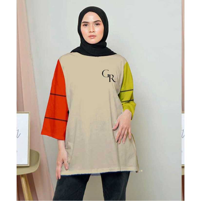 GR / Kaos / Premium / Atasan Terbaru / Wanita / LENGAN 7/8 / Oversize / Bahan Katun Combed 20s