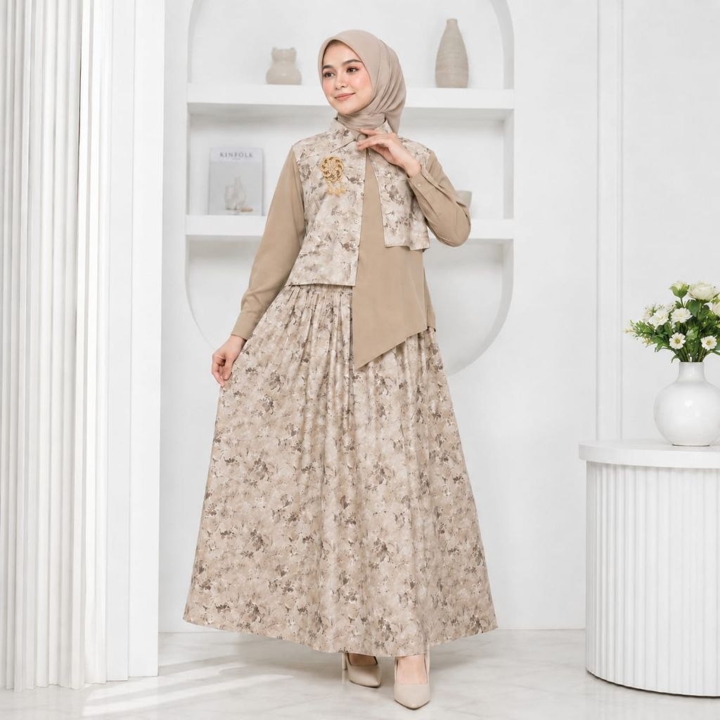 Kirana Set Rok Bahan Marbella Printing Terbaru Stelan Wanita Kekinian