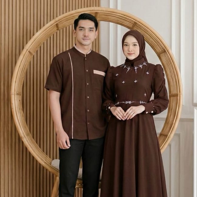 Edisi ramadhan - Karina baju pasangan glamour terkini | couple set familly lebaran | gamis payet tre