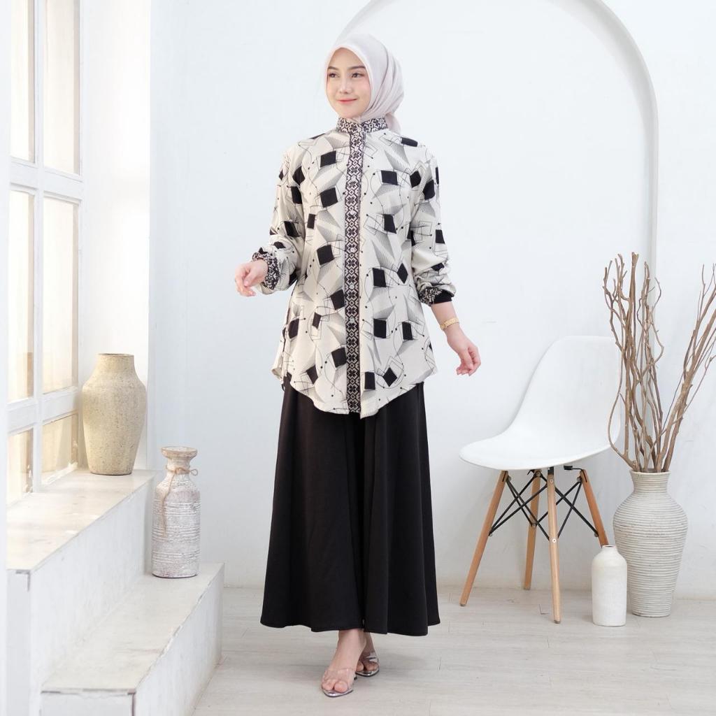 ATASAN WANITA MOTIF BAHAN RAYON PREMIUM BLOUSE WANITA LENGAN PANJANG