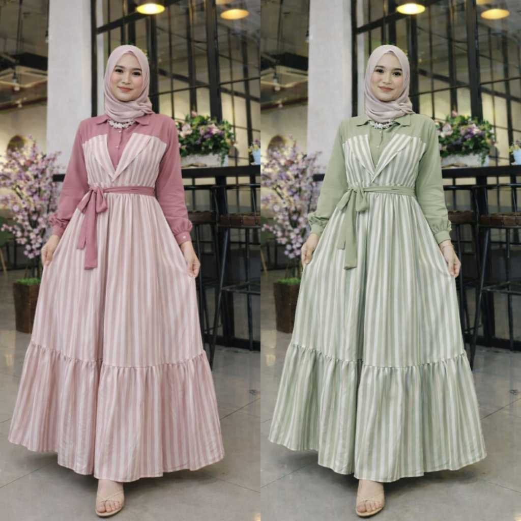 LANGSUNG KIRIM GAMIS CRINGKEL SALUR HERLIN JUMBO FASHION TERKINI BUSUI TALI PINGGANG WUDHU FREINDLY
