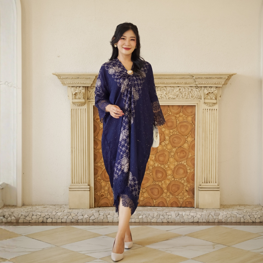 KINNAS BATIK ARIMBI Kaftan Renda Viscose Modern Dress Kondangan Mewah