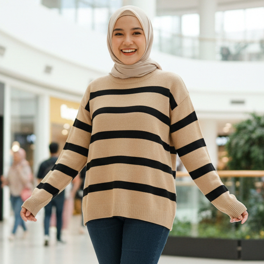 Sweater Rajut Wanita Oversize Baju Atasan Rajut Wanita Korean Style Terbaru Model Maudy Outer Rajut