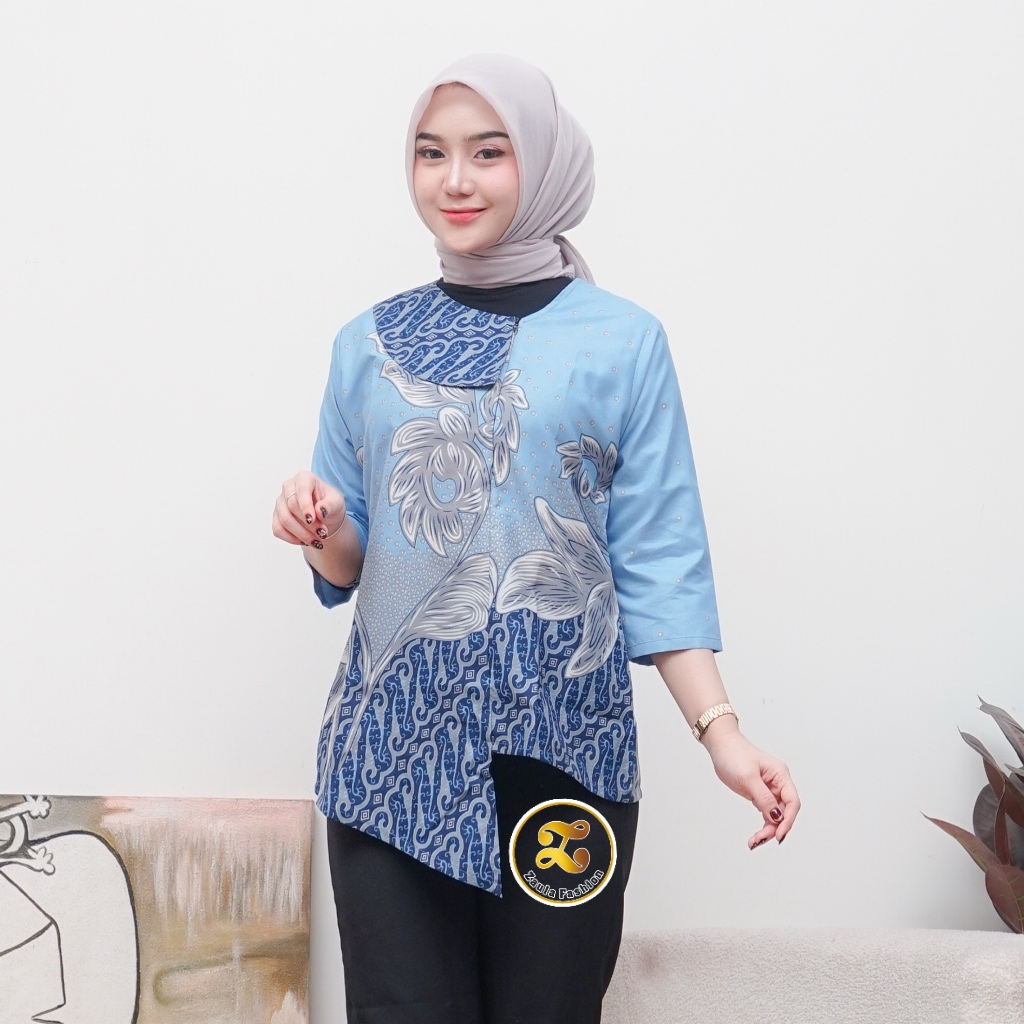BATIK ATASAN WANITA LENGAN 3/4 RESLETING DEPAN S M L XL XXL XXXL