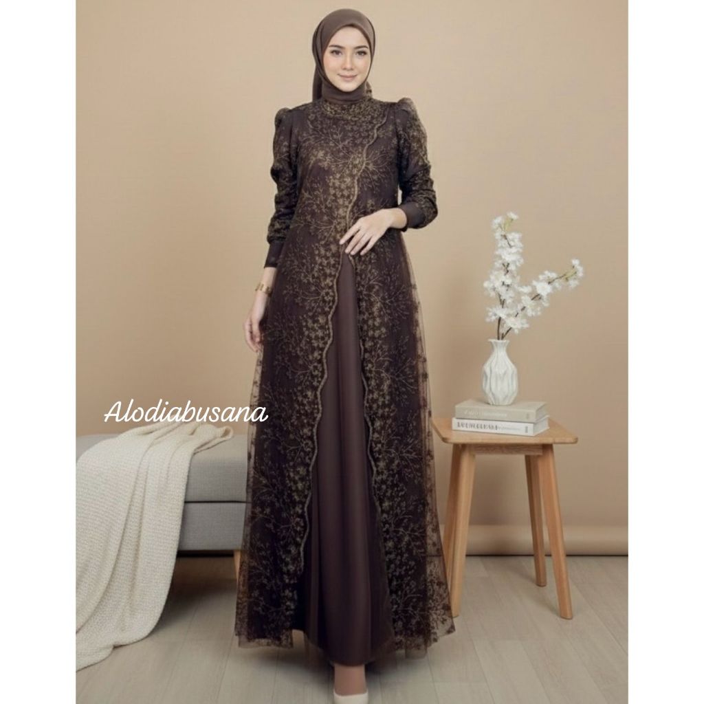 Dress Kalisa Brukat Muslim Dress Muslim Wanita Murah Dress Karina Brukat Terbaru Gamis Brukat Murah
