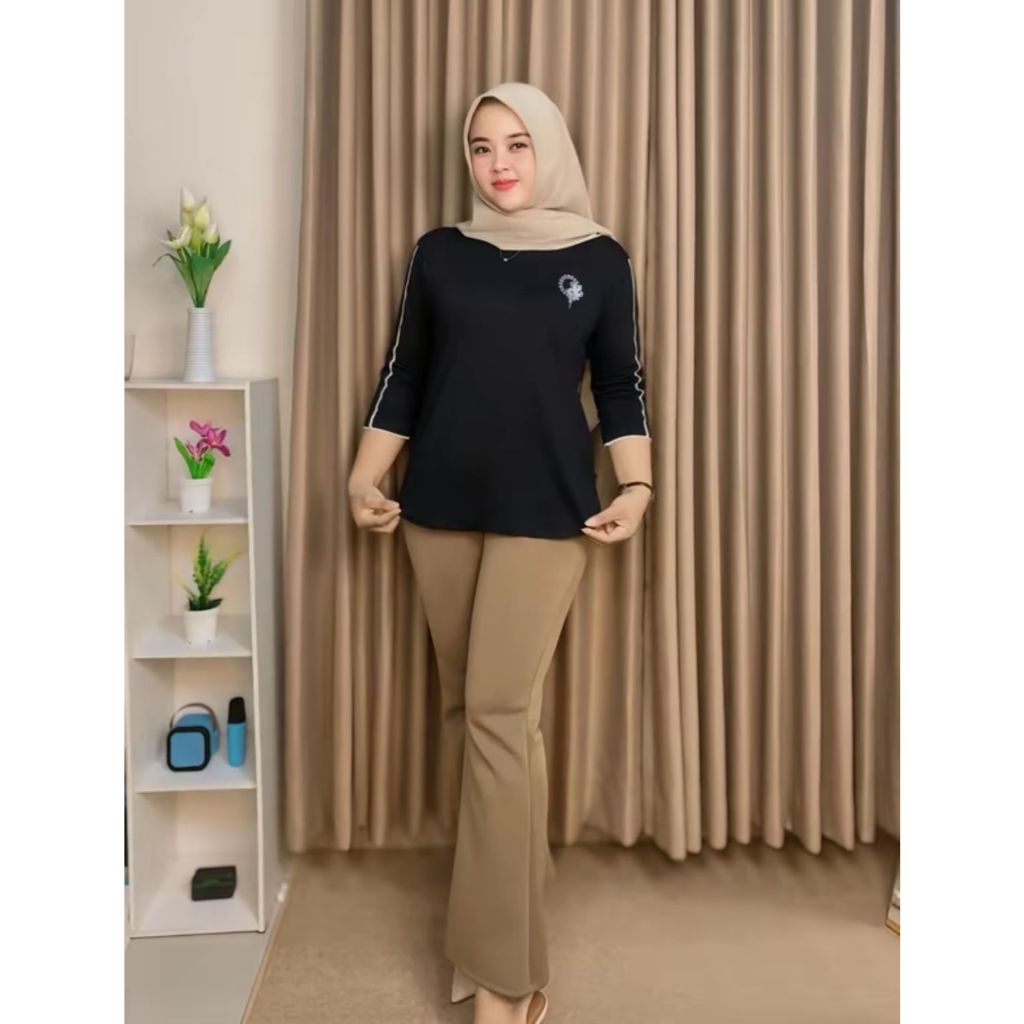 Almashyra Blouse Lengan 7/8 Atasan Wanita Kekinian l Kaos Atasan Wanita l 001