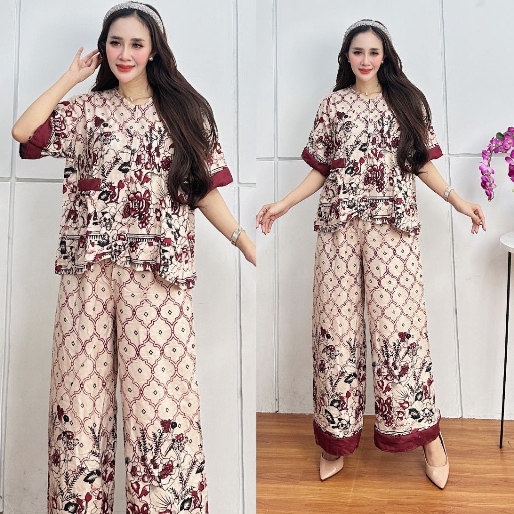 One set Aluna kain rayon premium busui frendly celana kulot