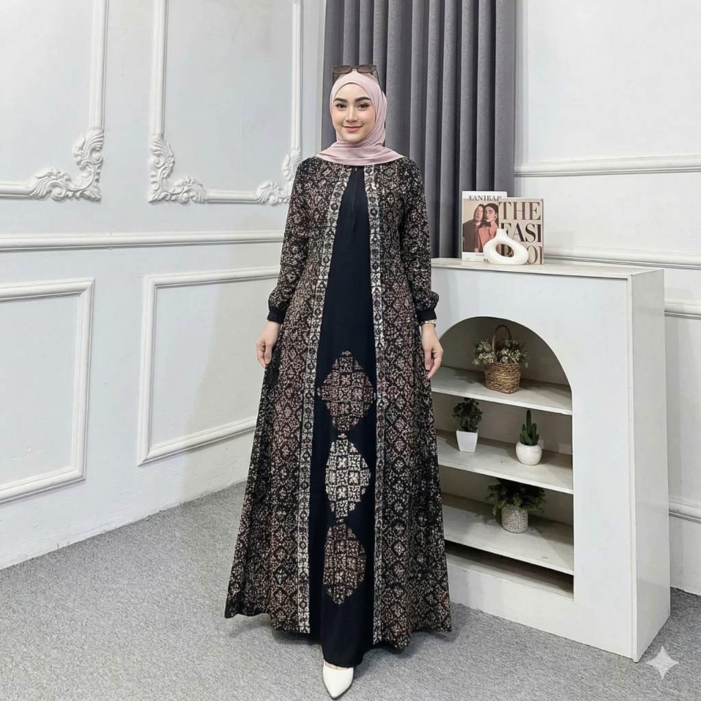 Baju Gamis Wanita Batik Cap Pekalongan Rayon Twill Premium Busui Ibu Menyusui Kondangan