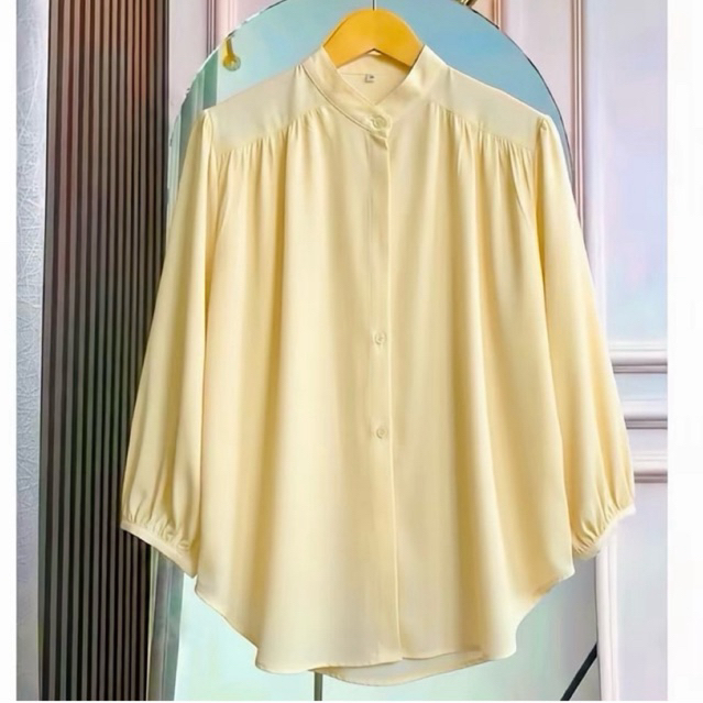 AMENA BLOUSE KEMEJA  RAYON TWILL ATASAN WANITA KEKINIAN TANGAN PANJANG