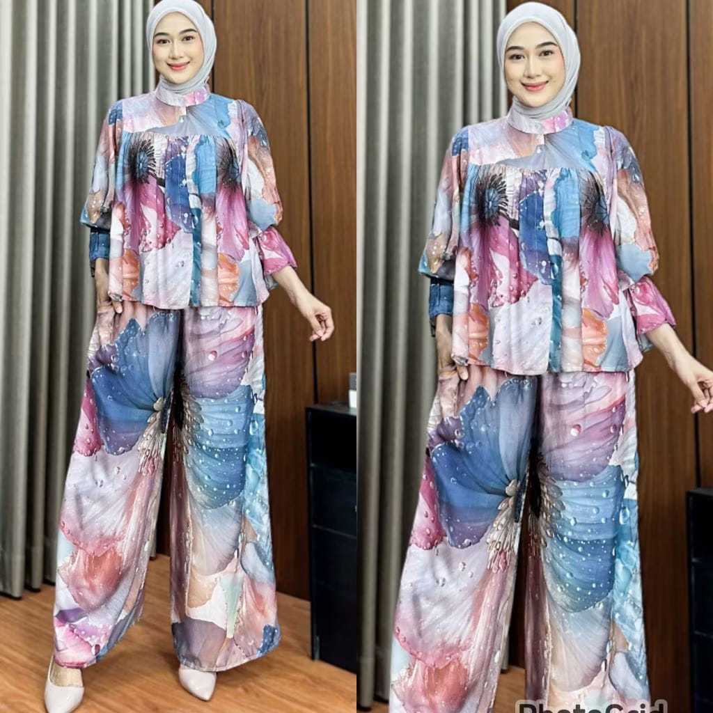 NONA SET setelan baju muslim rayon diamond celana kulot jumbo