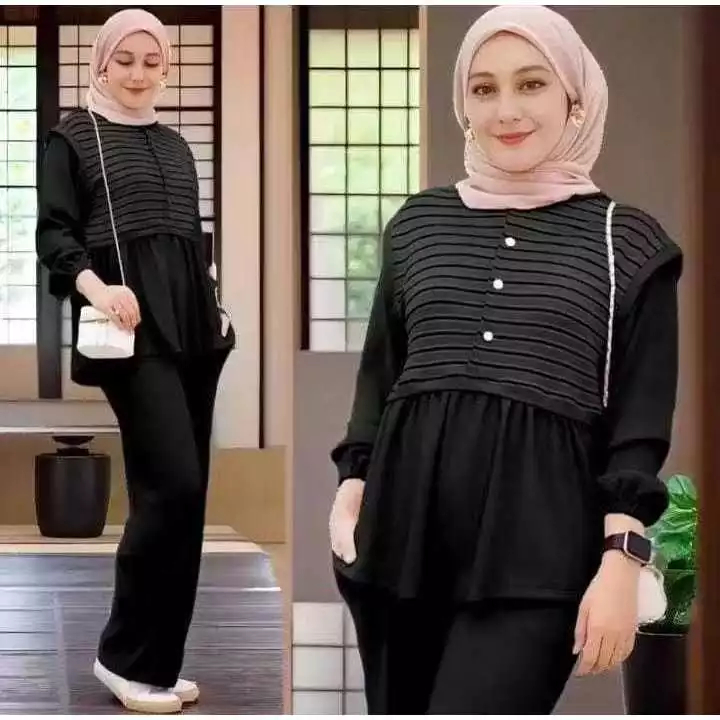 ONE SET WANITA BAJU MODEL TERBARU ALCA SETELAN / SETELAN KATUN SALUR PREMIUM