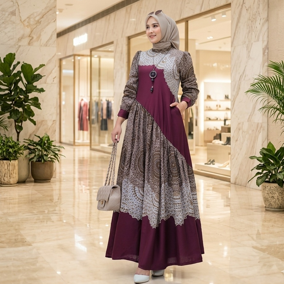 (GOODSTORE)BELLISA LD110 WANITA DRESS LEBARAN 2026 RAYON MOTIF ADEM NYAMAN Original By Shofiya Hijab