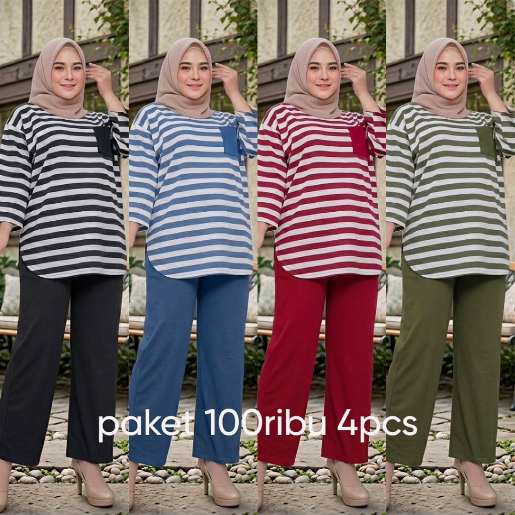 Paket 100ribu Dapat 4pcs Setelan Selia Cargo Katun Premium Terbaru