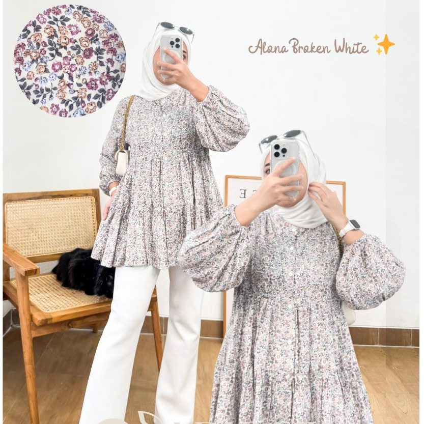 Blouse Wanita Jumbo Korean Style Lengan Panjang Elegan Modis Terbaru 2025 Motif Alona by Kamalin