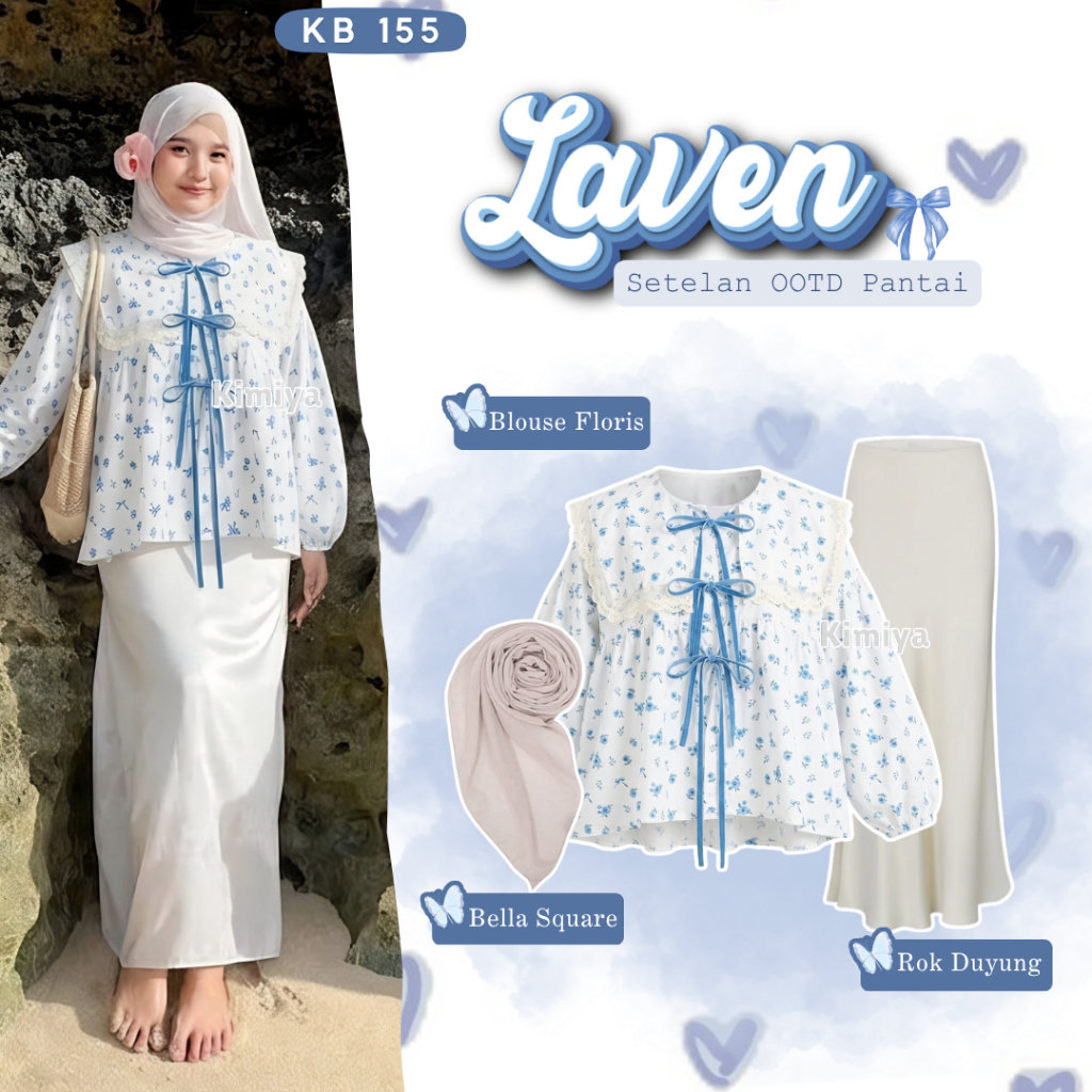 Kimiyaoutfit - Setelan OOTD Simpel Pantai Kekinian ( Blouse Flower + Rok Duyung + Hijab Bella Square