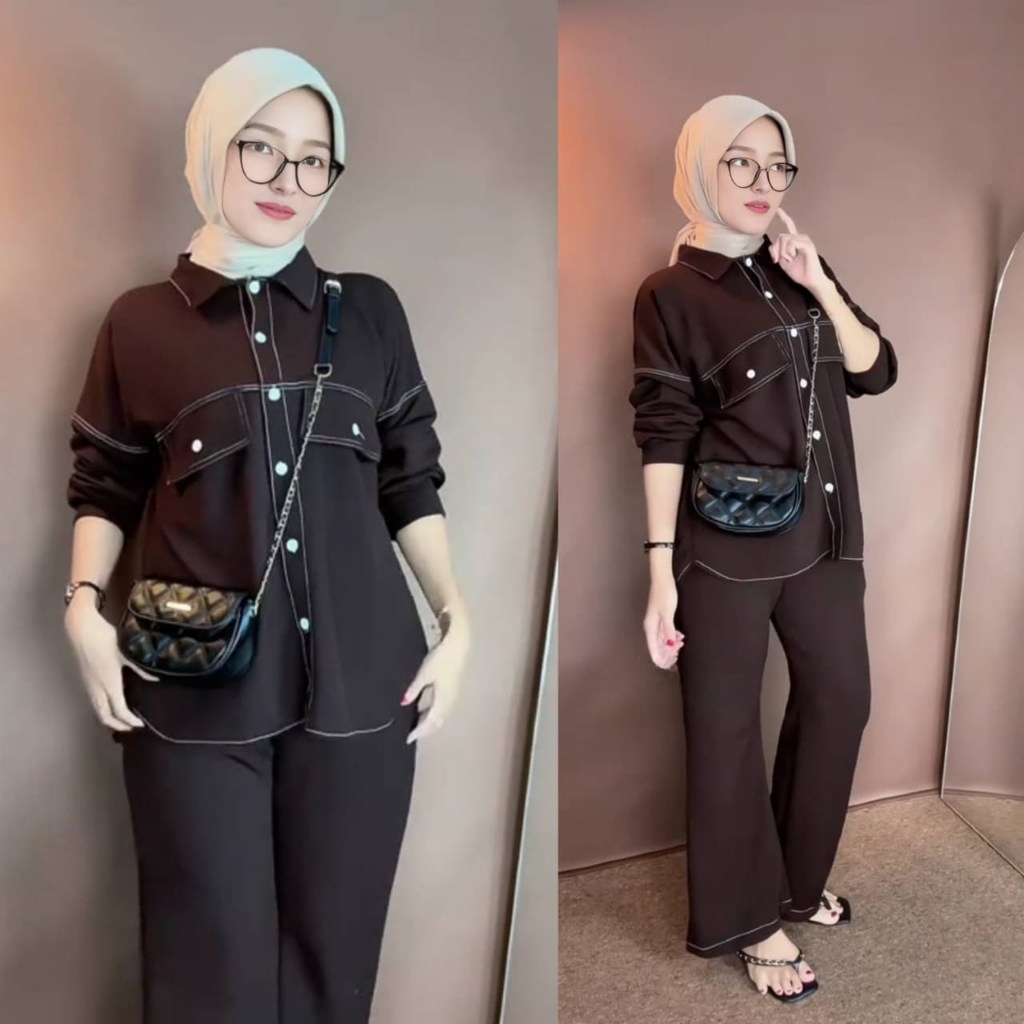 BEST SELLER Setelan Ria Ricis Viral 2026 Knit JapanLine Full Kancing Aman Busui & Bumil
