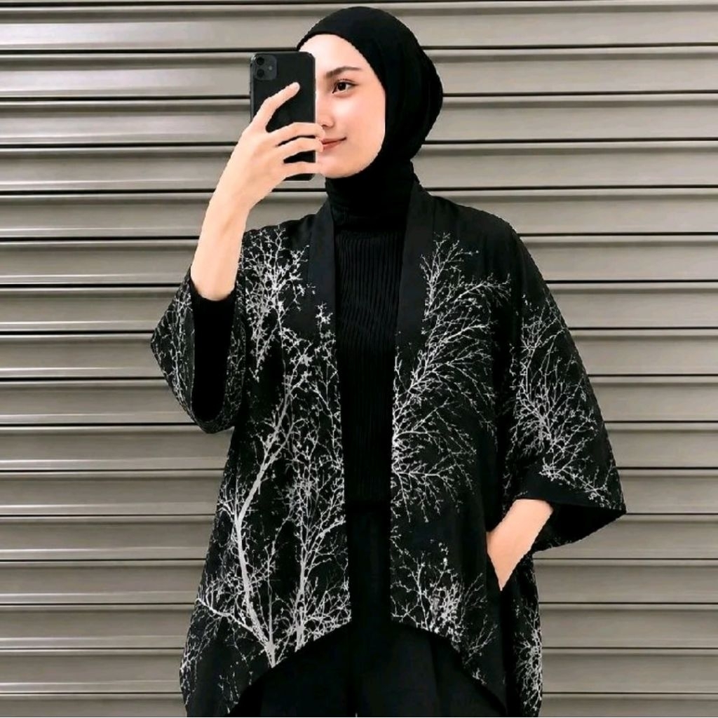 Styl Kardigan korean Motif Akar/Outer Batwing Harian Voal Premium Terlaris2026