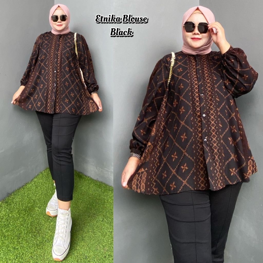LD 140 Blouse Kemeja Atasan Wanita Big Size Bahan Rayon Viscose Twill Jumbo 4XL Bumil Busui Berkuali