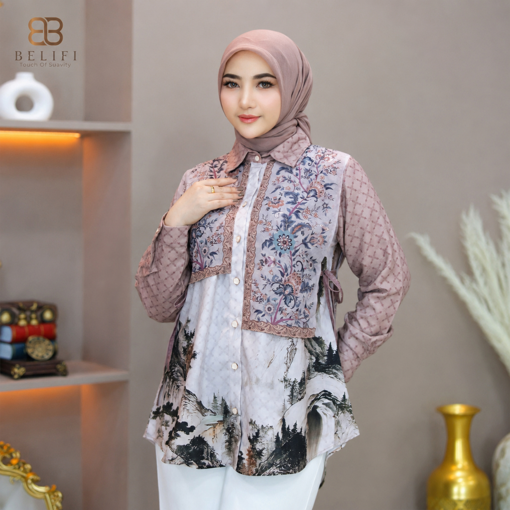 BELIFI | Rosalie Vest Shirt by Malaaya Atasan Kemeja Wanita Premium Model Rompi Elegan