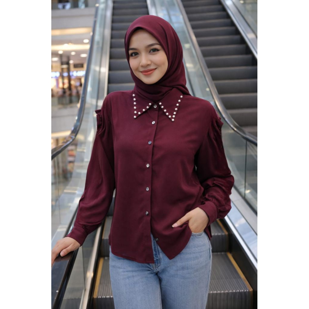 Kemeja Muslim Kerah Payet Kemeja Burgundy Kerah Payet Kemeja Muslim Burgundy Kerah Payet Kemeja Katu
