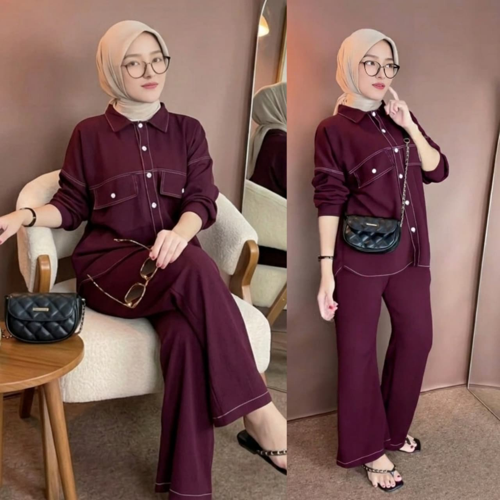 promo!!! Setelan Ria Ricis Terbaru 2026 Knit japanline full kancing terbaru 2026
