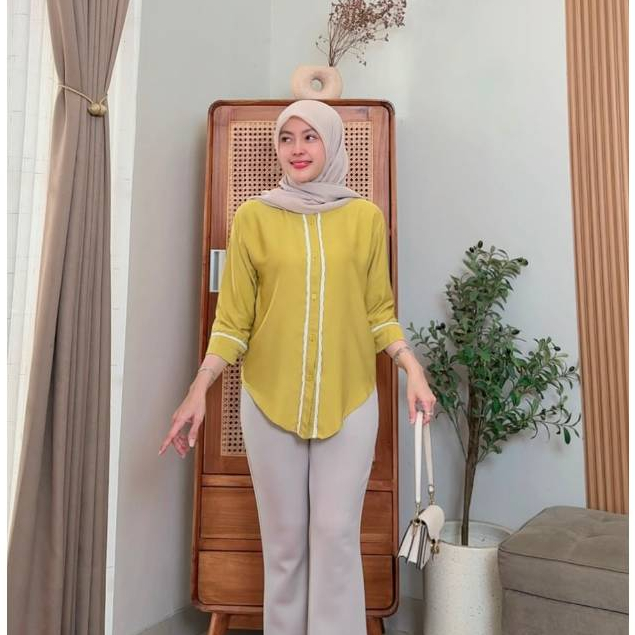 KANAYA BLOUSE KEMEJA ATASAN WANITA BAHAN RAYON TWILL PREMIUM FIT MUSLIM OVERSIZE JUMBO LD120 TERBARU