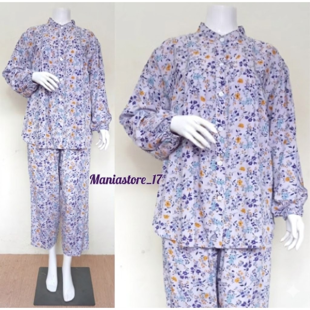 Promo Spesial Piyama Oneset Motif Bunga/ setelan wanita kekinian jumbo / one set wanita kekinian